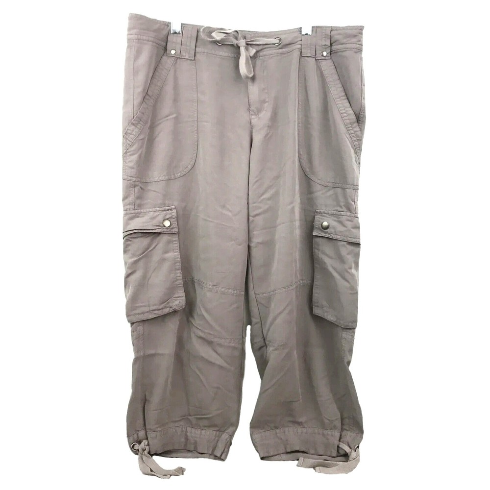 Relativity Womens Size 10 Capri Cropped Cargo Pants Gray Hiking Outdoor Rayon